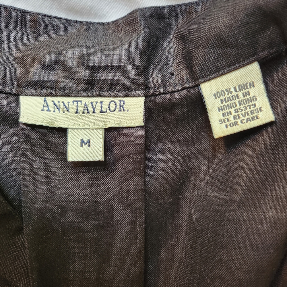VINTAGE ANN TAYLOR 100% Linen Chinese Tunic Top M - Picture 6 of 6
